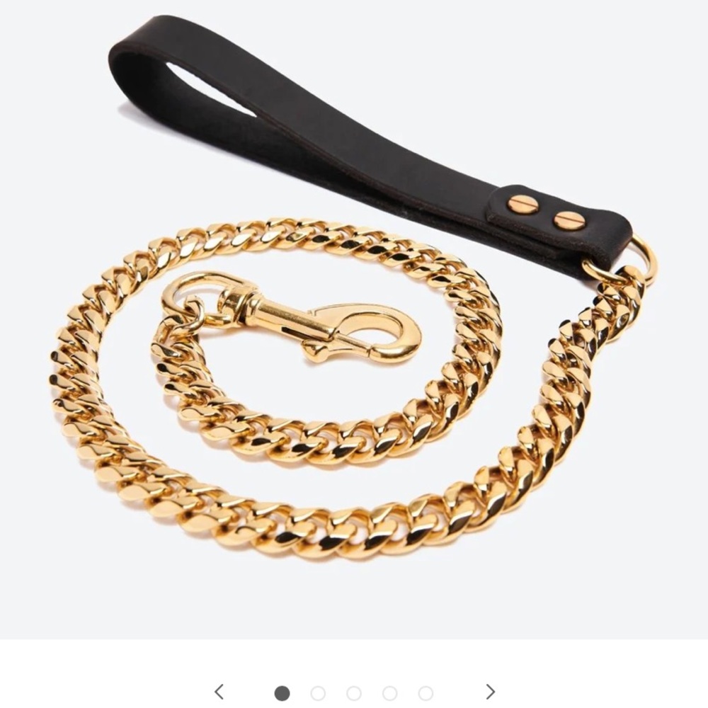 Spark Paws gold Cuban link leash